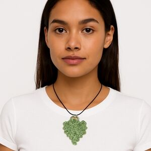 Crochet Necklace Handmade Pineapple Stitch Textured Mint Green Yarn Jewelry knit